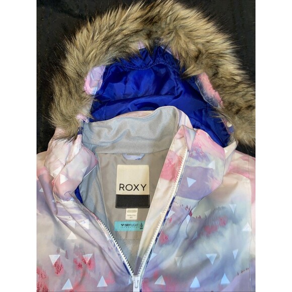 Roxy Girls Ski Jacket Size 16 XXL Color Pink/Blue/Purple/White Print - Picture 5 of 11
